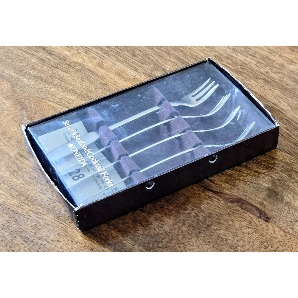 Vintage Oneida Paul Revere Set Of (4) Stainless Steel Seafood/Cocktail Forks